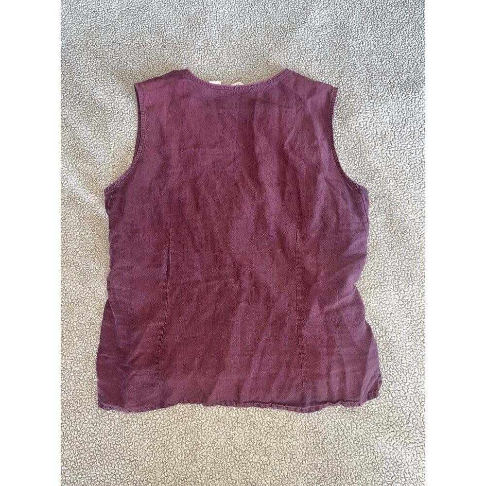 J. Jill Burgundy Linen Wrap Sleeveless Top Womens M - Picture 4 of 6